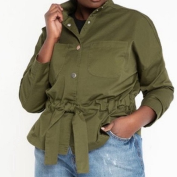 Eloquii Plus Size Olive Green Women's Jacket with Cinched Waist - Picture 1 of 8